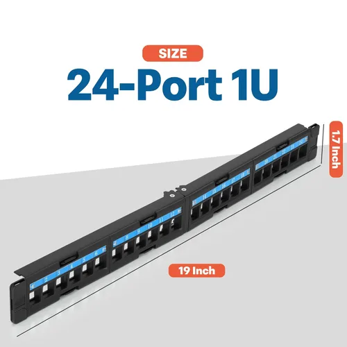 Vista 2 de Everest - Panel de conexión Keystone de 24 puertos (paquete de 1) – Paneles extraíbles de 6 puertos – Úslo con piedras trapezográficas de perfil
