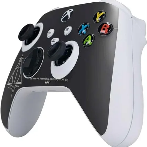 Vista 2 de Skinit Calcomanía para juegos compatible con el controlador Xbox Series S – Diseño oficial de Wizarding Worlds Harry Potter Deathly Hallows Symbol