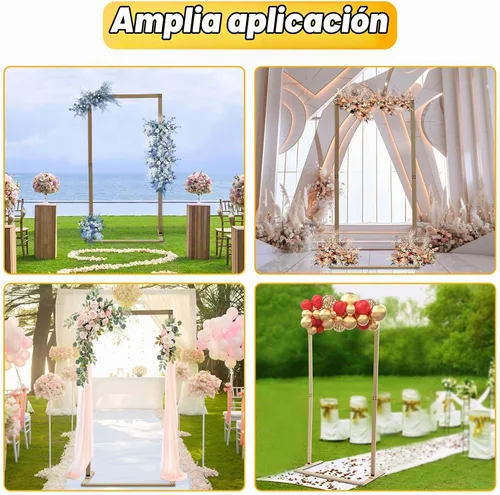 Vista 6 de Soporte de Arco de Boda Cuadrado de 7 Pies para Fondo, Arco de Boda de Madera Cenador de Jardín, Arcos de Boda para Ceremonia, Boda, Cumpleaños