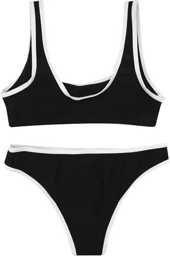 Vista 35 de AIBEARTY Traje de baño de dos piezas con estampado de calaveras para mujer, conjunto de bikini triangular de corte alto para fiesta, festival