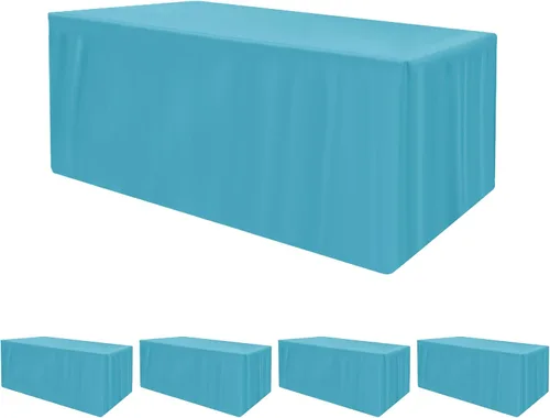 Vista 22 de HolidayIdeas Fitted Tablecloths for 4 Foot Rectangle Table, Wrinkle Resistant Washable Table Cover 24x48 Inch for Vendor Booth Display, Banquet, Aqua