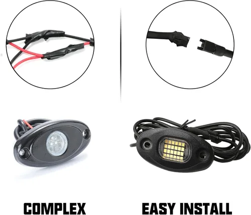 Vista 4 de SUNPIE 4 cápsulas de luces blancas de roca – carcasa de aluminio, conexión rápida, 24 chips de alta potencia, cables de extensión de 4 M, 6000 K