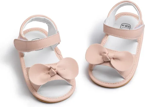 Vista 118 de Meckior Sandalias de verano con punta abierta y suave de piel sintética para bebés y niñas pequeñas