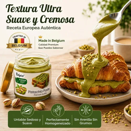 Vista 11 de Crema de Pistacho (30%) 200g (7oz) – Mantequilla de Pistacho Endulzada, Pasta, Crema para Untar y Salsa para Relleno de Barra de Chocolate de Dubái