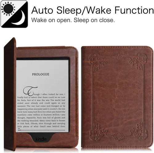 Vista 4 de Fintie Funda tipo libro para Kindle Paperwhite de 6" 2012-2017 (modelo núm. EY21 y DP75SDI) – Funda de piel vegana a prueba de golpes con apagado