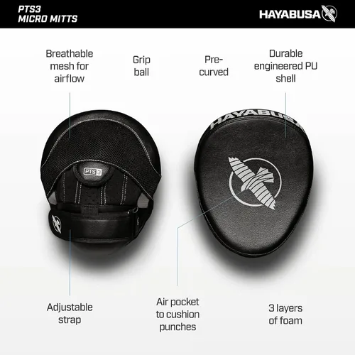 Vista 5 de Hayabusa PTS 3 Focus Mitts Par - Negro, Micro