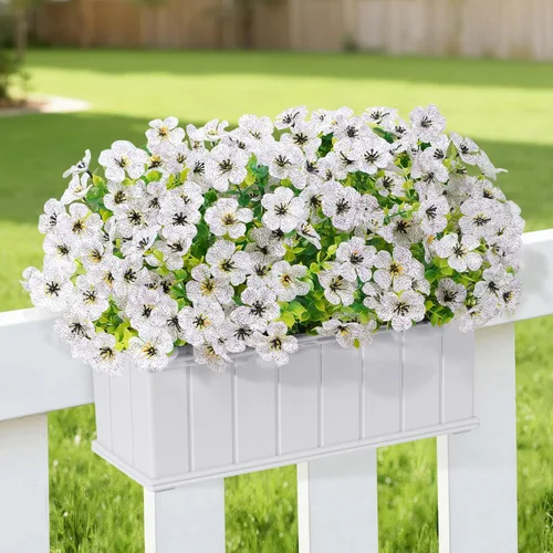 Vista 29 de Lifewit Flores artificiales para exteriores, 12 paquetes de flores falsas de plástico para decoración del jardín del hogar, plantas sintéticas