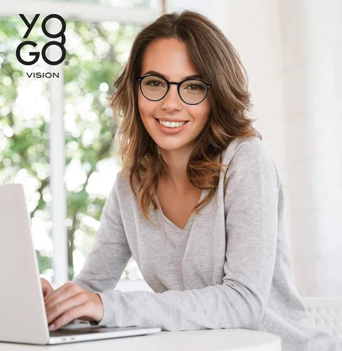 Vista 3 de Yogo Vision Blue Light Blocking Glasses Men Women Computer Anti Eyestrain Glasses Round Frame Blue Light Blocker Eyeglasses