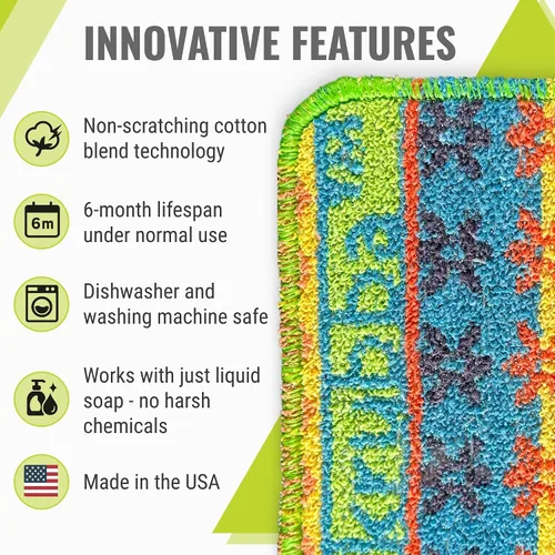 Vista 2 de Wet-it! Skrubba 3-Pack Reusable Dish Scrubbers – Non-Scratch Scouring Pads for Kitchen & Household – Eco-Friendly, Dishwasher Safe Scrub Sponges for