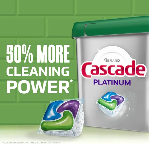 Vista 4 de Cascade Platinum Cápsulas para lavavajillas, detergente para lavavajillas, jabón detergente para platos, fresco, 12