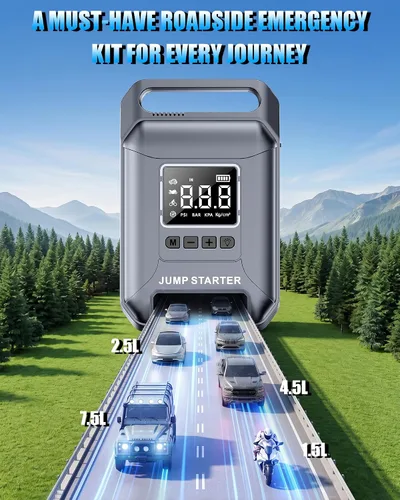 Vista 3 de Car Battery Jump Starter with Air Compressor Portable 8000A 160PSI