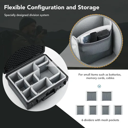 Vista 4 de Lykus PVC1 - Funda rígida con divisores para cámaras, lentes, DJI Mavic/Air/Mini PVC1 negro