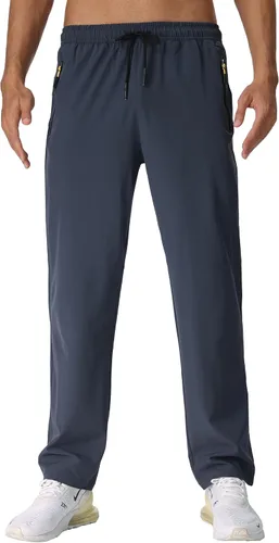 Vista 3 de Rapoo Pantalones de senderismo ligeros para hombre, de secado rápido, elásticos, para correr, entrenar y casual