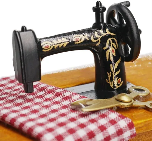 Vista 2 de Odoria Accesorios de decoración de casa de muñecas para máquina de coser en miniatura 1/12