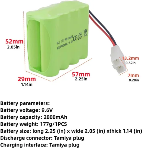 Vista 2 de AA 9.6V 2800mah RC Battery Pack con Tamiya plug con cable de carga USB para tanques de juguete Departamento de Ingeniería de cama plana