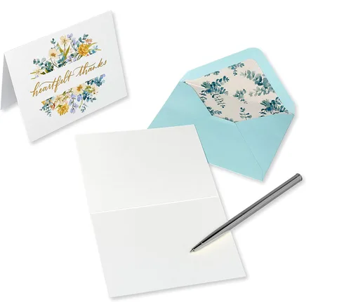Vista 3 de Papyrus Tarjetas de agradecimiento de boda en blanco con sobres, hojas de eucalipto (20 unidades)