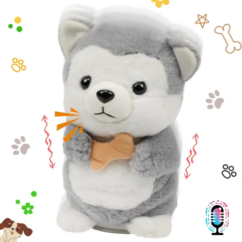 Vista 13 de Hopearl Gatito parlante repite lo que dices, gato con pez, juguete animado interactivo eléctrico, juguete de peluche para niños pequeños, 7 pulgadas