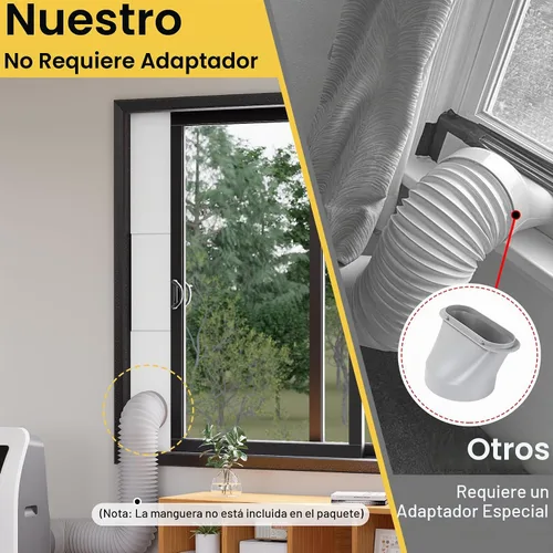 Vista 5 de Kit de aire acondicionado portátil para puerta corrediza, paquete de 6 rejillas de ventilación de puerta de CA, longitud máxima ajustable, kit