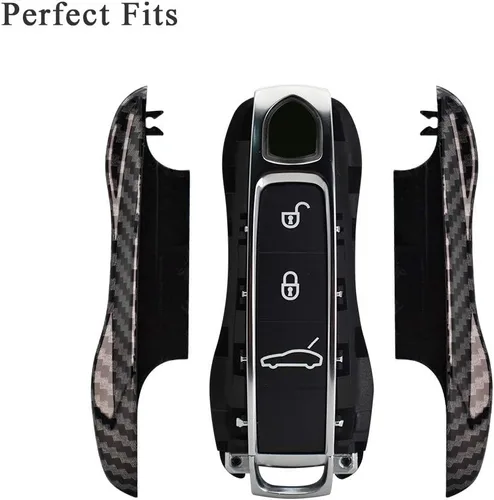 Vista 4 de SANRILY Funda de Reemplazo para Llavero de Fibra de Carbono Textura para Porsche Cayenne 911 Taycan Panamera 2020, Entrada sin Llave, Llavero Remoto
