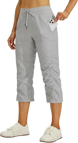 Vista 10 de Willit Womens Capri Pants Quick-Dry Hiking Pants Negro
