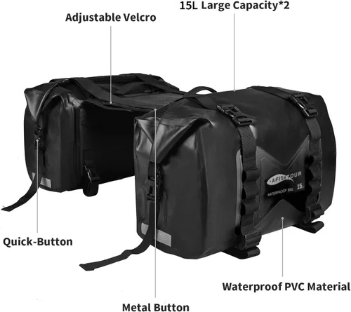 Vista 2 de 30L Bolsas de equipaje para motocicleta para viajes en moto - Bolsas de alforjas para motocicletas - Bolsa desmontable para scooter, Honda, Suzuki