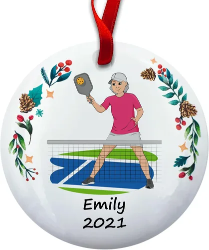 Vista 11 de Regalo de pickleball – Regalo de jugador de pickleball para hombres – Papá Abuelo Entrenador – Adorno de árbol de Navidad