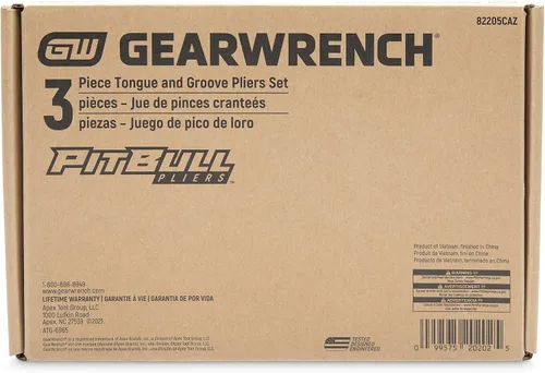 Vista 12 de GEARWRENCH Juego de alicates de mandíbula recta de lengüeta y ranura de material dual PITBULL K9 de 8", 10" y 12" - 82205CAZ