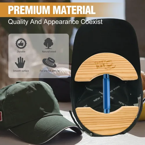 Vista 3 de Tang's Camilla de madera para sombreros ajustados, hebilla de giro ajustable. Talla única unisex para adultos, adecuado para todos los sombreros