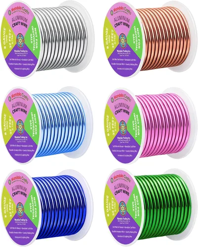 Vista 310 de Mandala Crafts - Alambre de aluminio anodizado de calibre 22 para hacer joyas - 137.2 m de alambre flexible surtido y coloreado - Doble para bonsái
