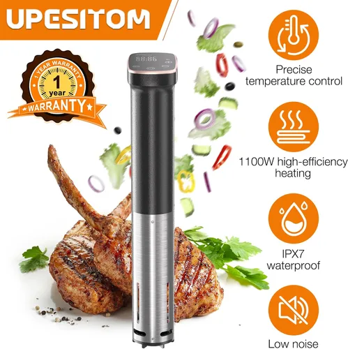 Vista 9 de Olla Sous Vide de 1100 W para carne perfecta y pollo tierno circulador de inmersión ultra silencioso con control táctil preciso y temporizador