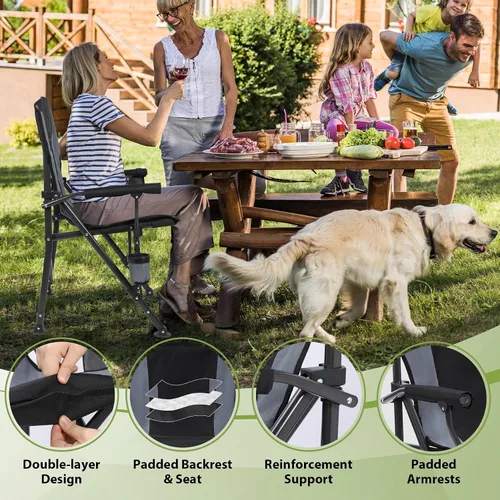 Vista 4 de REDCAMP Silla de campamento plegable de gran tamaño para adultos, resistente 250/300/330 libras, marco de acero resistente, sillas de campamento al