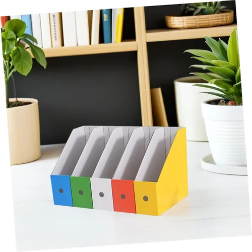 Vista 5 de PartyKindom File Organizer Rack with Independent Boxes Paper Book Stand for Students and Office Desktop Storage Practical Document Holder with for