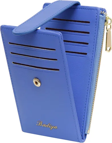 Vista 16 de Badiya Tarjetero para mujeres con RFID, carteras delgadas, plegables, tarjetero multifuncional, monedero