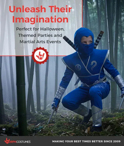 Vista 6 de Morph, Disfraz de ninja para niños, disfraces de Halloween para niños Azul