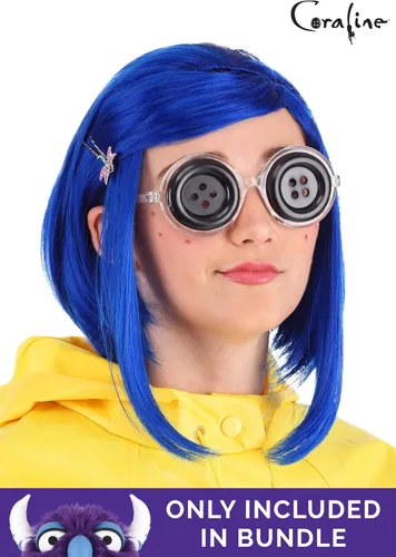 Vista 4 de Disfraz de Coraline para adultos, chaqueta de lluvia Coraline para mujer