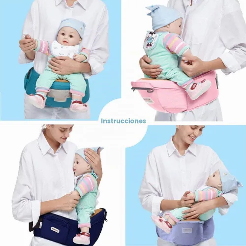 Vista 5 de ANGELBB Portabebés de cadera para bebé con bolsillos, ligero, para bebé, cintura para niños pequeños, cinturón de seguridad (verde)