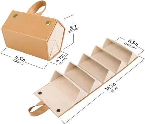 Vista 2 de Estuche organizador de gafas de sol, estuche de viaje con 5 ranuras para colgar gafas, caja de almacenamiento para mujeres y hombres