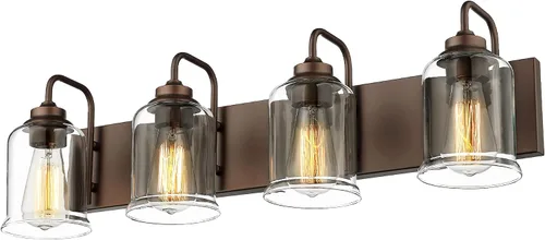 Vista 8 de zeyu Accesorios de Iluminación para Baño en Bronce Aceitado, Lámpara de Tocador de Baño de 2 Luces, Apliques de Pared Estilo Granja de 12.5 Pulgadas