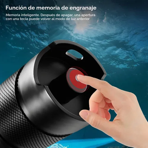 Vista 7 de 3000LM IPX8 Linterna de Buceo Impermeable 4 Modos Buceo Luz de Buceo SST25 LED Beads, 328Ft Submersible Depth, Shockproof Aluminum Alloy, 15.17Oz
