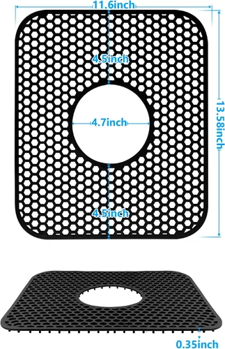 Vista 6 de Protectores de fregadero para fregadero de cocina, 2 alfombrillas de cocina de silicona de 13.58 x 11.6 pulgadas, protector inferior antideslizante
