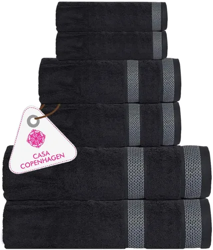 Vista 25 de CASA COPENHAGEN Bella - Juego de toallas de 6 piezas, color gris a rayas, 21.16 oz/m², 2 toallas de baño, 2 toallas de mano y 2 toallas pequeñas