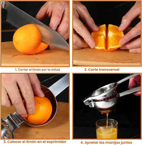 Vista 7 de TEZZ Exprimidor de Limón Extra Grande Mejorado, Exprimidor de Naranja Manual de Servicio Pesado con Tazón de Filtro Extra Grande de 3.47'', Plateado