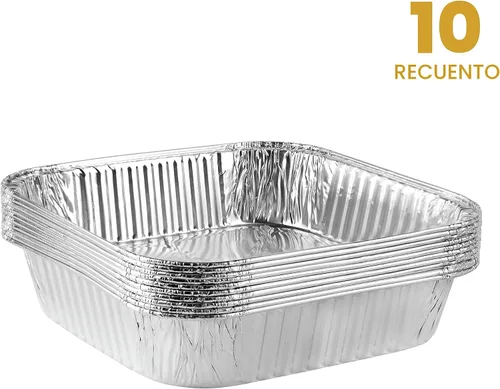 Vista 8 de PLASTICPRO Moldes desechables cuadrados de papel de aluminio de 8'' x 8'' x 2'' pulgadas para hornear - Utensilios de repostería perfectos
