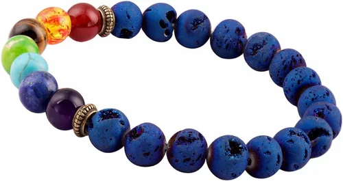 Vista 2 de Pulseras de cuentas tumeleluwa para mujeres y hombres, con revestimiento de titanio druzy, piedras semipreciosas para yoga y chakras