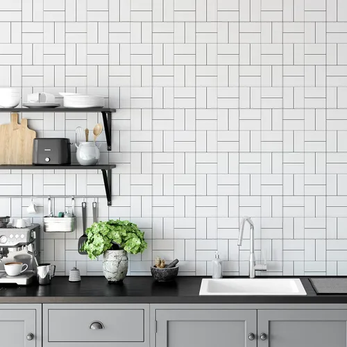 Vista 2 de Adhesivo de transferencia de azulejos de pared para decoración del hogar, despegar y pegar Vinly Splashback, calcomanías de azulejos para sala