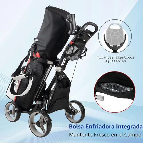 Vista 7 de Caddytek Carrito de golf Explorer V8 - Carrito plegable SuperLite de 4 ruedas de aluminio con ancho ajustable de rueda delantera, freno de pie Gris