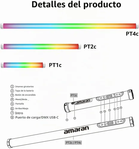 Vista 6 de Aputure amaran PTC - Kit de luces LED para tubo de luz de video (kit de 2 luces amaran PT4c)