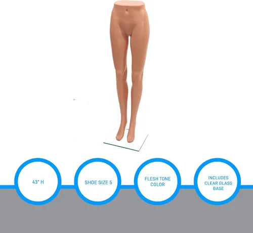 Vista 4 de SSWBasics Forma de pata de maniquí de plástico para mujer, altura 43 pulgadas, con base, plástico de medio cuerpo