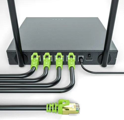 Vista 2 de Cable Ethernet Cat 7 para exteriores de 10 pies, cable de red Cat7 resistente 26 AWG, cable de conexión RJ45, velocidad de transmisión de 10 Gbps
