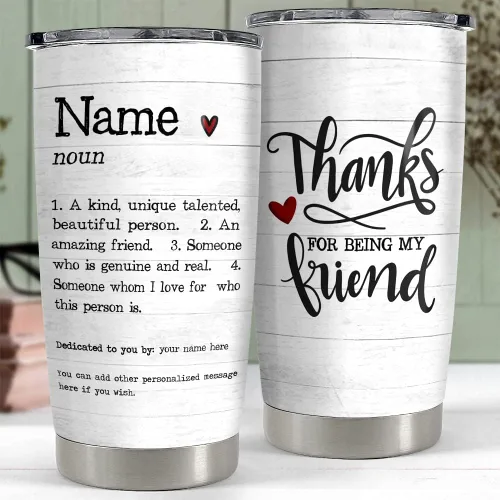 Vista 5 de SANDJEST Taza personalizada para mejor amiga Definición de mejor amiga Tazas de 20oz 30oz con tapa, regalo para mujeres, niñas, mejores amigas